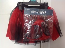 Red Devil Skirt And Horns Halloween Dress Up Outfit Costume Age 5-6 Years
