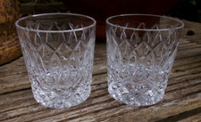 2 x STUART Crystal WINDSOR Cut Whisky Glasses / Tumblers ~ Signed