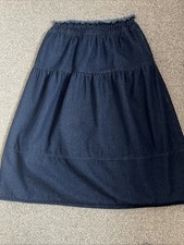 Laffaire, Size approx 14 Gypsy Style Denim Skirt. Pockets and elasticated waist