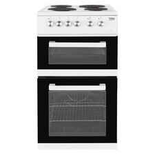 Beko 50cm Twin Cavity Electric Cooker with Sealed Plate Hob - White KD531AW
