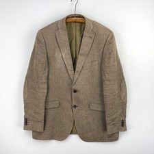 Barbour Linen Jacket Mens 42R Brown Hacking Lightweight Summer Sports Blazer