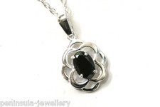 Sterling Silver Black CZ pendant Celtic Necklace and chain Made in UK Gift Boxed