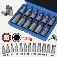 12Pcs 1/2 Inch Drive Impact Hex Bit Socket Set H5-H22 Hexagon Allen Key Wrench
