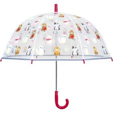 Boys Girls Children's See-Through Dome Umbrella - Cute Kitty Cats Design 049