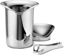 Georg Jensen Wine & Bar Stainless Steel Ice Bucket with Tongs (Scratched Lid) B+