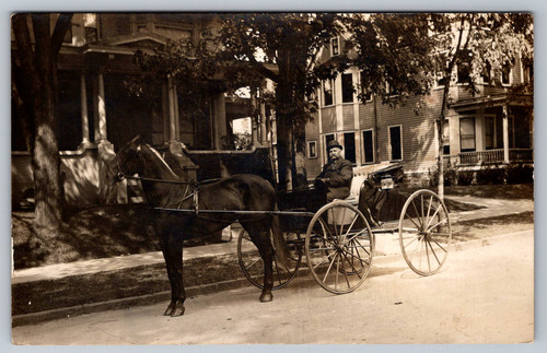 Rppc c1910s man bowler - man, in