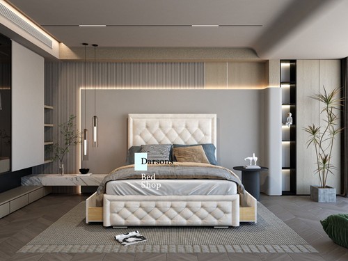 Velvet divan bed with drawers - velvet,