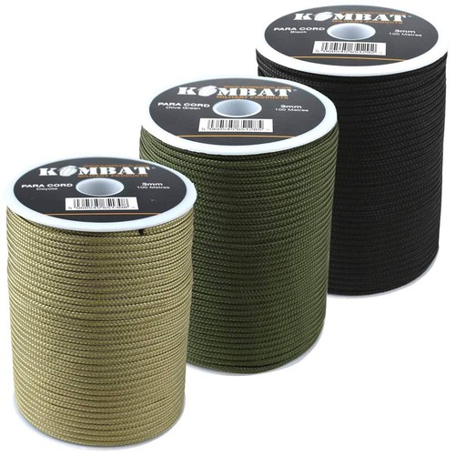Paracord 100m reel 3mm black - 3mm,