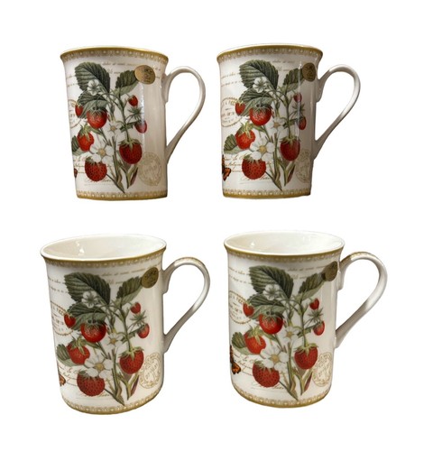 Strawberries mugs set 4 - strawberries, of