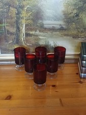 Set of 6 Luminarc Arcoroc France Cavalier Ruby Red Wine Glasses VGC Vintage 70s