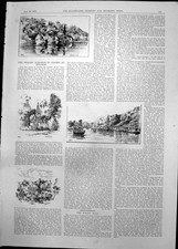 Old Antique Print Thames Kingston Oxford Steamer Whitchurch Abingdon 1891 19th