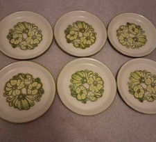 Staffordshire Kiln Craft Festival Green/Yellow Dinner Plates x 6