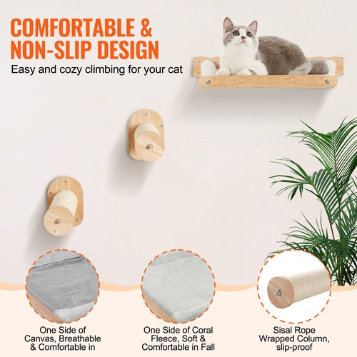 Wall mounted cat shelves set - wall,