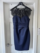 Lipsy Blue and Black Lace Bodycon Dress Size 12 Worn Once