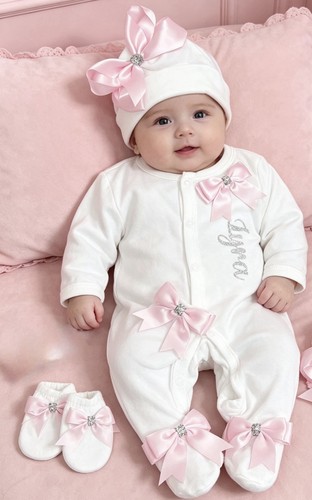 Newborn baby girl babygrow - newborn, hat