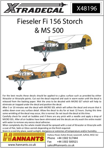 Xtradecal x48196 fieseler - 1:48,