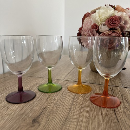 Colored footed stemmed - , wine