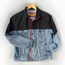 Levi’s Hybrid Trucker Jacket Men’s L Denim Blue & Black Nylon Big E Rare Style