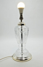 Early 00's Crystal Lamp w/Swag Design & Chrome Detailing 14.25" Height - Tested