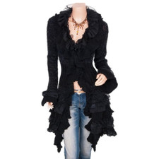 Ladies Ruffled Lace Knit Coat