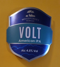 WOODFORDE'S brewery VOLT real ale beer pump clip badge Norfolk AMERICAN IPA