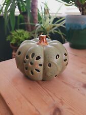 12 x 9cm Distressed Green Ceramic Pumpkin tea light pot pourri 459g