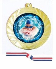 Swimming Medal with Red White