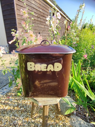 Vintage enamel bread bin - enamel,