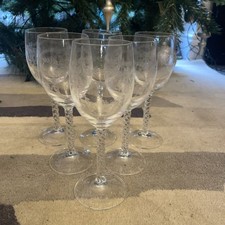 6 Finely Etched Wine Glasses