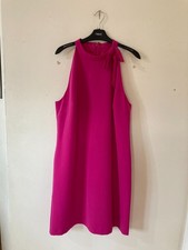 Issa London Bright Cerise Pink High Neck Sleeveless Midi Dress, Size 18, VGC