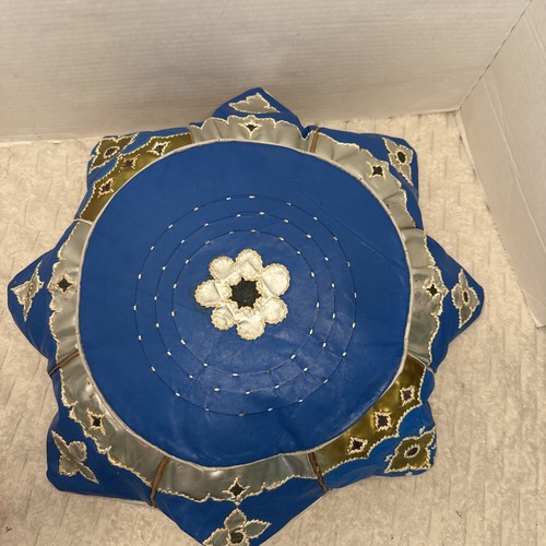 Blue tan moroccan - tan, pouf
