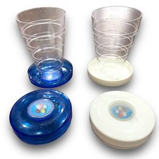 2 x Vintage Cosmoplast Collapsible Tumblers Travel Cups with Lids Max & Paddy