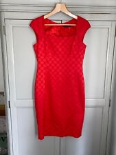 NEXT Smart Red Dress Jackie O Wiggle Square Neck Office Races Classy Size 10