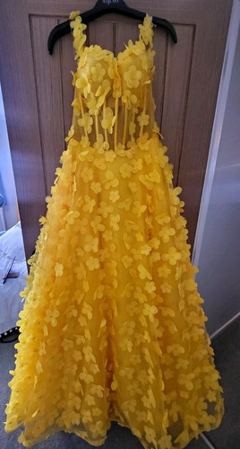 Yellow floral tulle corset - tulle,