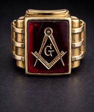 10ct gold masonic signet ring