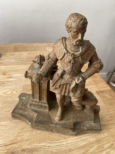 Antique spelter knight - spelter,