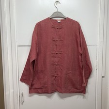 Dosa Linen Jacket Pink Red Lightweight Chinese Knot Buttons 3/4 Sleeve Size 2