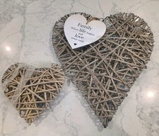 2x Wicker Hearts large & small