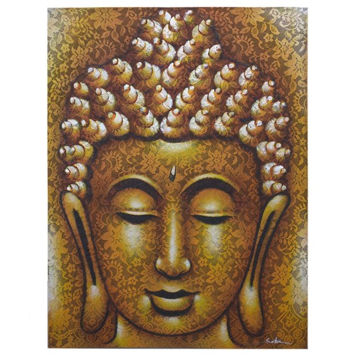 Buddha painting gold brocade - buddha,
