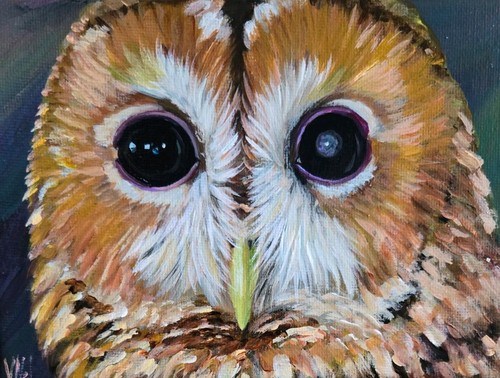 Owl original acrylic painting - acrylic,