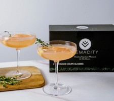 VEMACITY Elegant Handmade Coupe Cocktail Glasses Set of 2