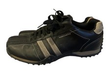 Skechers Men Shoes Black Sport Urban Track Fusion Lace Up Trainers Leather UK 9