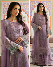 Pakistani Designer Embroiderd Chiffon Suit Unstitched Shalwar Kameez with Lining
