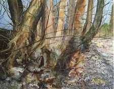 ORIGINAL DAVID ALDUS Oil on Canvas "The Old Sweet Chestnut" Forest Tree PAINTING