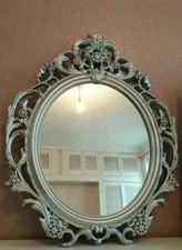 Silver ornate mirror shabby - ornate,