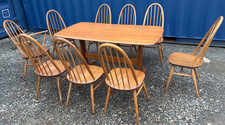 Vintage Ercol Windsor Dining Table & 9 Quaker Chairs Light Finish FREEDELIVERY🚚