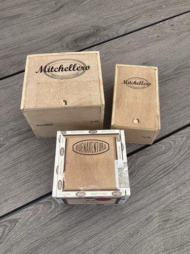 Three wooden cigar boxes small - three,
