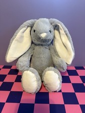 TJM Grey Bunny Rabbit Soft Toy With White Nose & Inner Ears 10.5” Plush