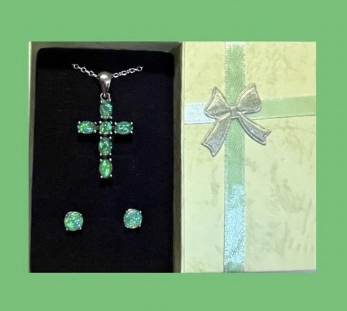 Dazzling green fire opal cross - green,
