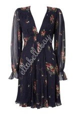 CELIA BIRTWELL TOPSHOP Navy Marie Antoinette Floral Floaty Empire Dress UK10 38